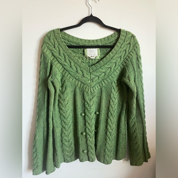 Old Navy Vintage Green Cable Knit Cardigan Sweater - Picture 1 of 6